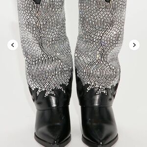 Bella Embellished Black Cowboy Boots
